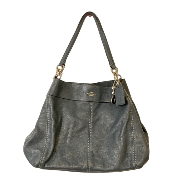 Coach Lexy F28997 Tote Bag Leather Navy Blue - Picture 1 of 16